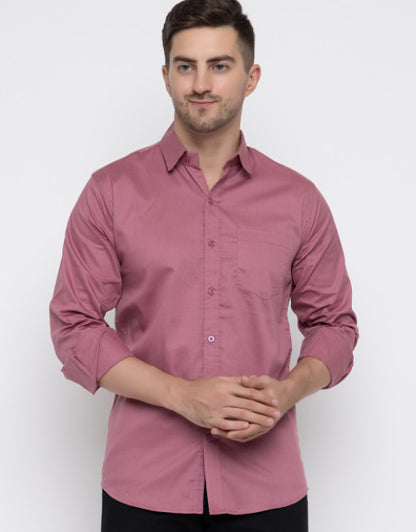 Men Regular Fit Solid Spread Collar Casual Shirt