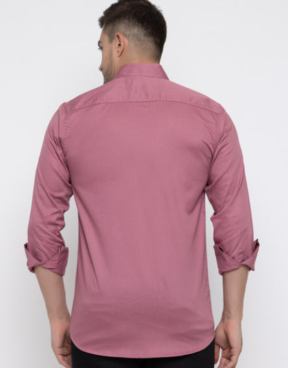 Men Regular Fit Solid Spread Collar Casual Shirt